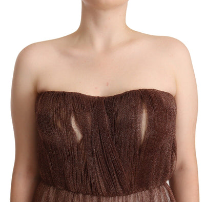 Dolce & Gabbana Maxikleid aus Polyester in Metallic-Bronze