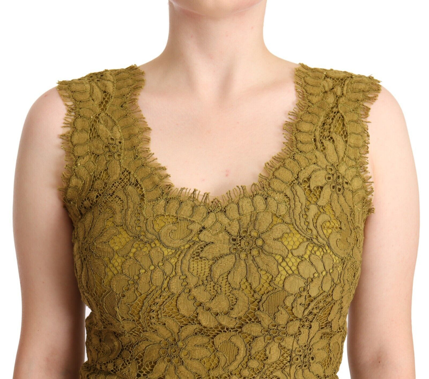Dolce & Gabbana Braunes bodenlanges Maxikleid aus floraler Spitze