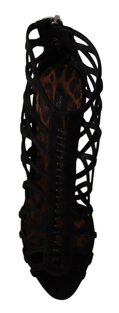 Dolce & Gabbana Schwarz Wildleder Stiletto Heels Bette Sandalen Schuhe