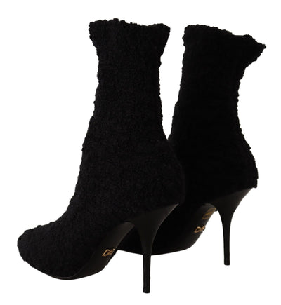 Dolce & Gabbana Schwarz Stiletto Heels Mid Calf Frauen Stiefel