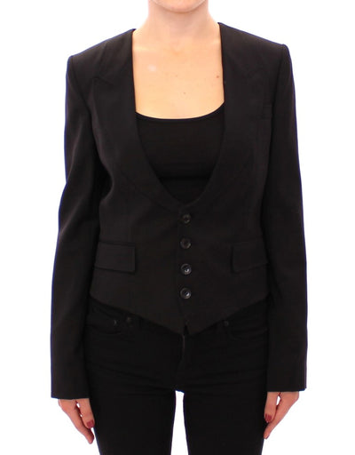 Dolce & Gabbana Schwarze Seidenschal-Blazerjacke