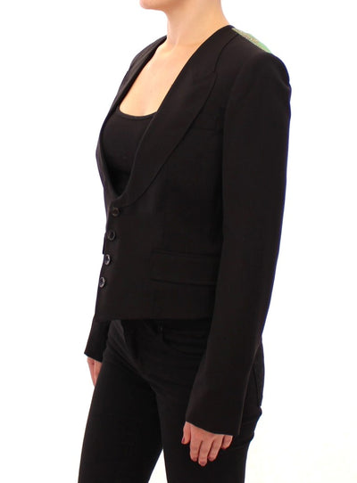 Dolce & Gabbana Schwarze Seidenschal-Blazerjacke