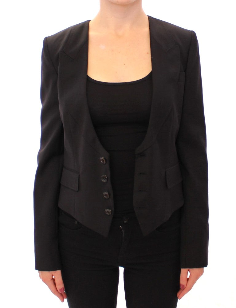 Dolce & Gabbana Schwarze Seidenschal-Blazerjacke