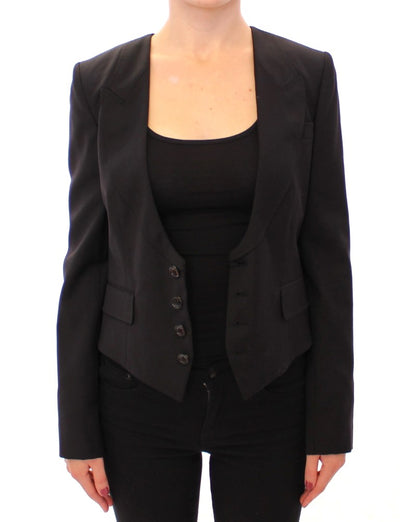Dolce & Gabbana Schwarze Seidenschal-Blazerjacke