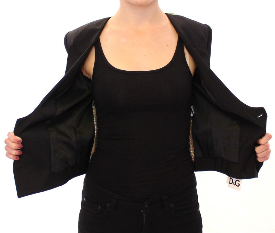 Dolce & Gabbana Schwarze Seidenschal-Blazerjacke