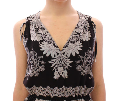 Sachin & Babi Schwarzes Seidenkleid mit Blumenmuster im Shift-Coctail