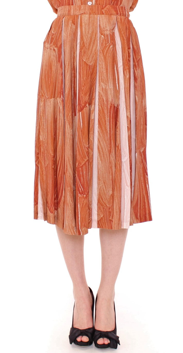 Licia Florio Brauner orangefarbener kniehoher Vollrock