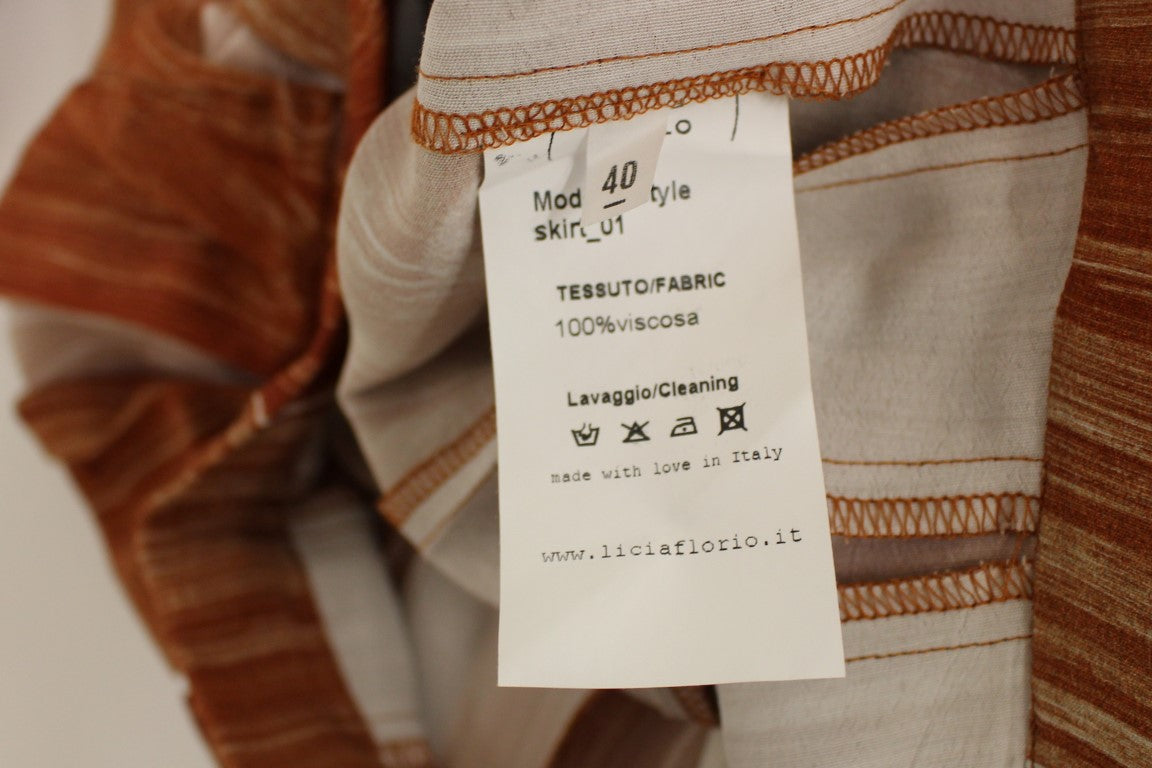 Licia Florio Brauner orangefarbener kniehoher Vollrock