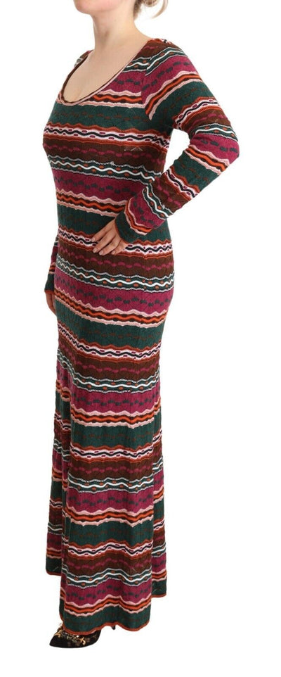 Missoni Mehrfarbig gestreiftes Maxikleid aus Wolle