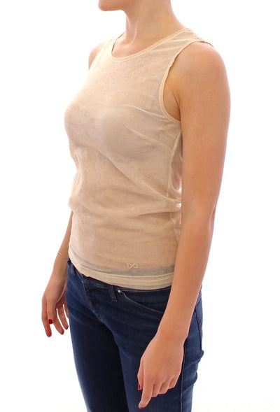 Dolce & Gabbana Beige ärmelloses Baumwolltop Tank Bluse