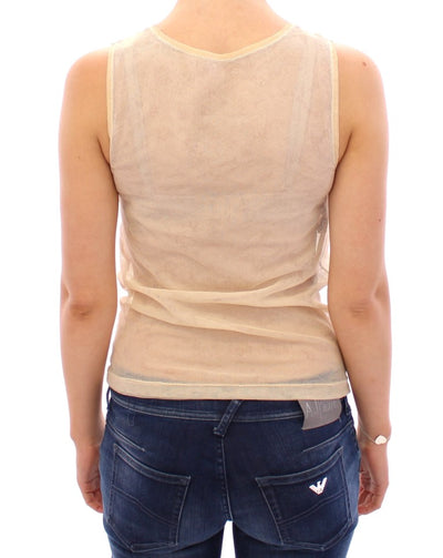 Dolce & Gabbana Beige ärmelloses Baumwolltop Tank Bluse