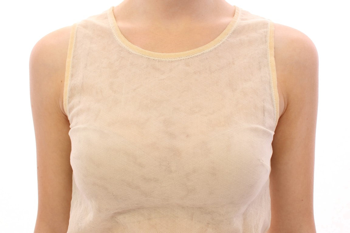 Dolce & Gabbana Beige ärmelloses Baumwolltop Tank Bluse