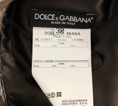 Dolce & Gabbana Brauner geblümter gerader Seiden-Vollrock