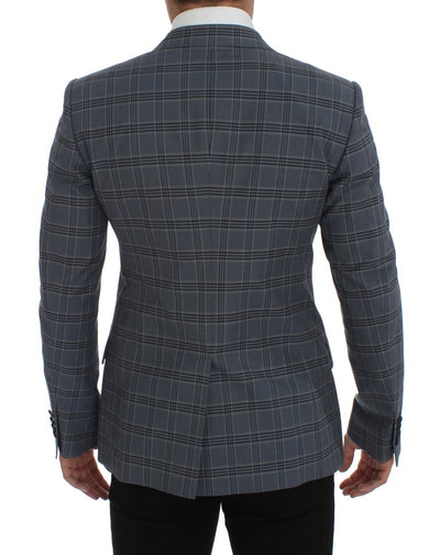 Dolce & Gabbana Blau karierte Slim Fit Blazer Jacke