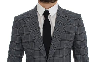 Dolce & Gabbana Blau karierte Slim Fit Blazer Jacke
