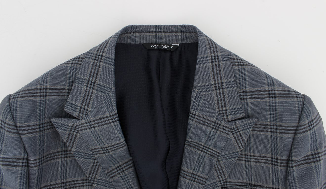 Dolce & Gabbana Blau karierte Slim Fit Blazer Jacke