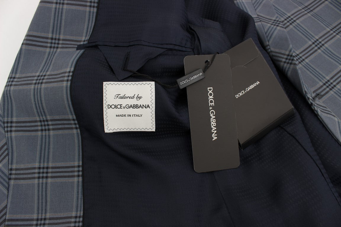 Dolce & Gabbana Blau karierte Slim Fit Blazer Jacke