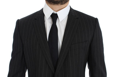 Dolce & Gabbana Grauer gestreifter Slim Fit Wollblazer