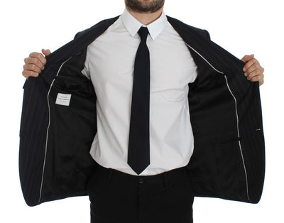 Dolce & Gabbana Grauer gestreifter Slim Fit Wollblazer
