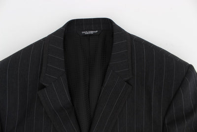 Dolce & Gabbana Grauer gestreifter Slim Fit Wollblazer