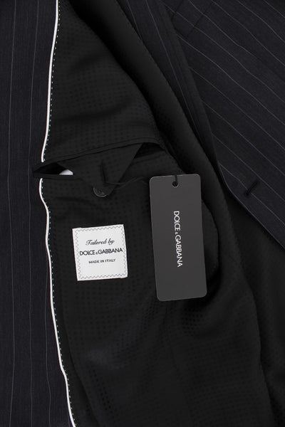 Dolce & Gabbana Grauer gestreifter Slim Fit Wollblazer