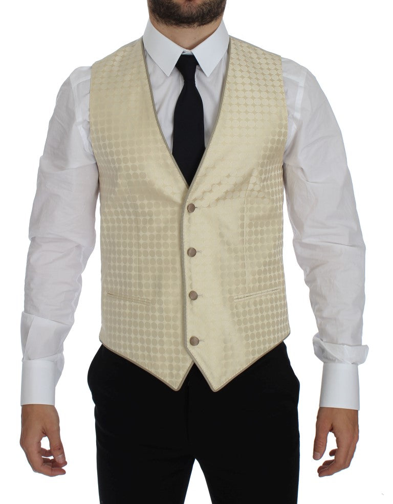 Dolce & Gabbana Beige gepunkteter Seidenblazer 2 Stück