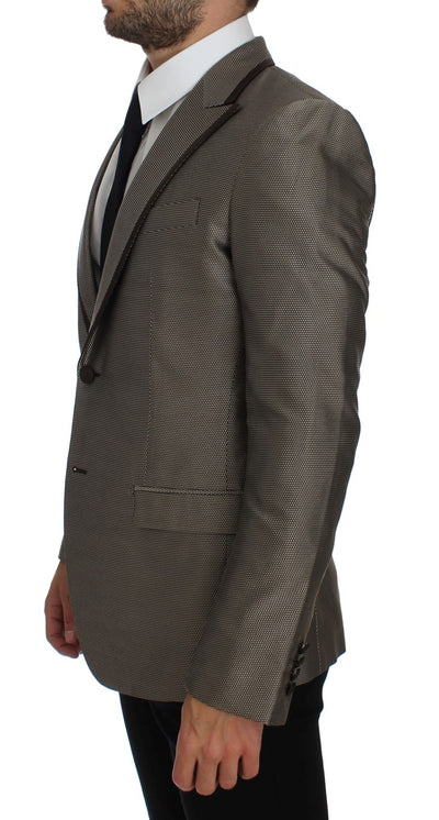 Dolce & Gabbana Brauner Slim Fit Seidenblazer mit zwei Knöpfen