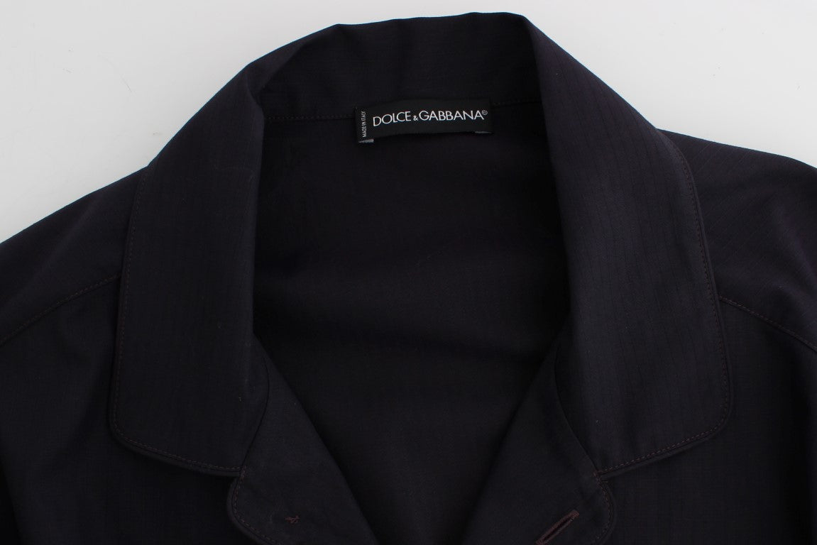 Dolce & Gabbana Lila gestreiftes Pyjama-Lounge-Shirt aus Baumwolle