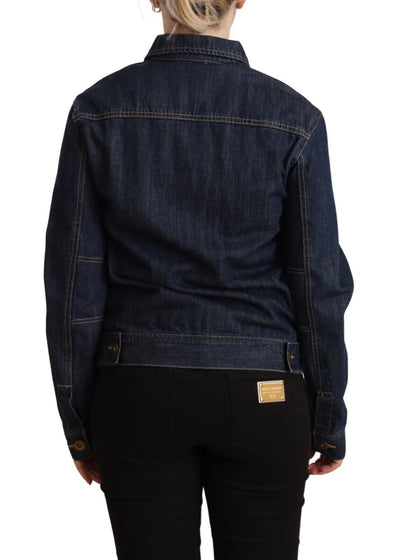 Master Coat Dunkelblaue Jeansjacke mit langen Ärmeln und Knopfleiste