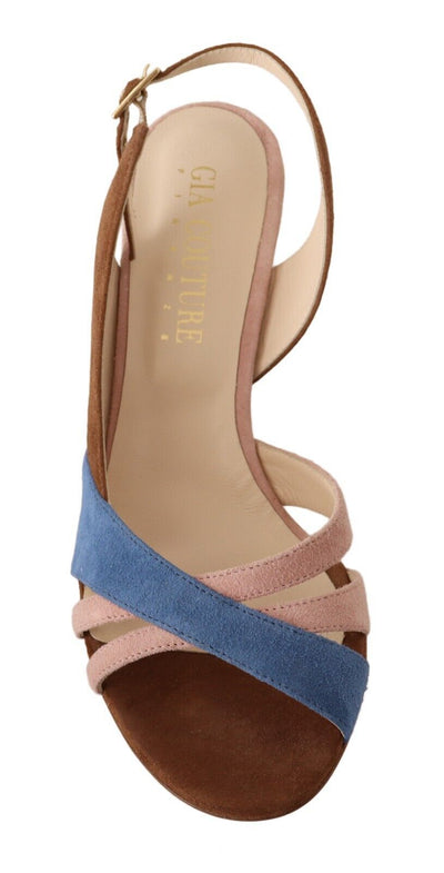 GIA COUTURE Multicolor Wildleder Leder Slingback Heels Sandalen Schuhe