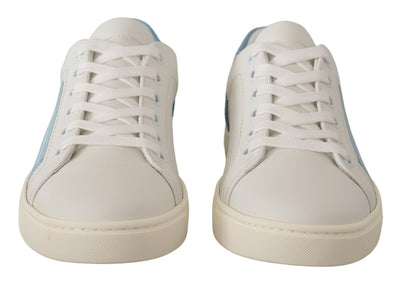 Dolce & Gabbana Weiß Blau Leder Low Top Turnschuhe Schuhe