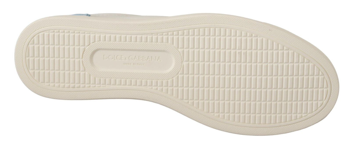 Dolce & Gabbana Weiß Blau Leder Low Top Turnschuhe Schuhe