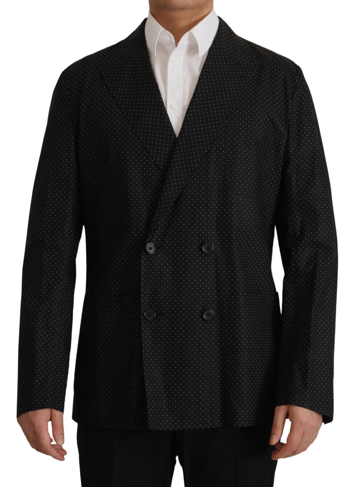 Dolce & Gabbana Schwarz gepunktete Blazerjacke aus Baumwolle