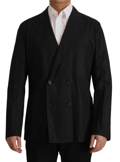 Dolce & Gabbana Schwarz gepunktete Blazerjacke aus Baumwolle