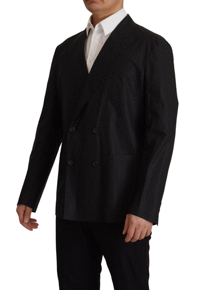 Dolce & Gabbana Schwarz gepunktete Blazerjacke aus Baumwolle