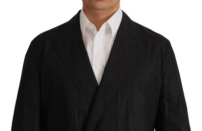 Dolce & Gabbana Schwarz gepunktete Blazerjacke aus Baumwolle