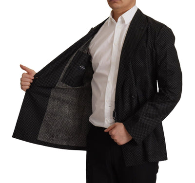 Dolce & Gabbana Schwarz gepunktete Blazerjacke aus Baumwolle