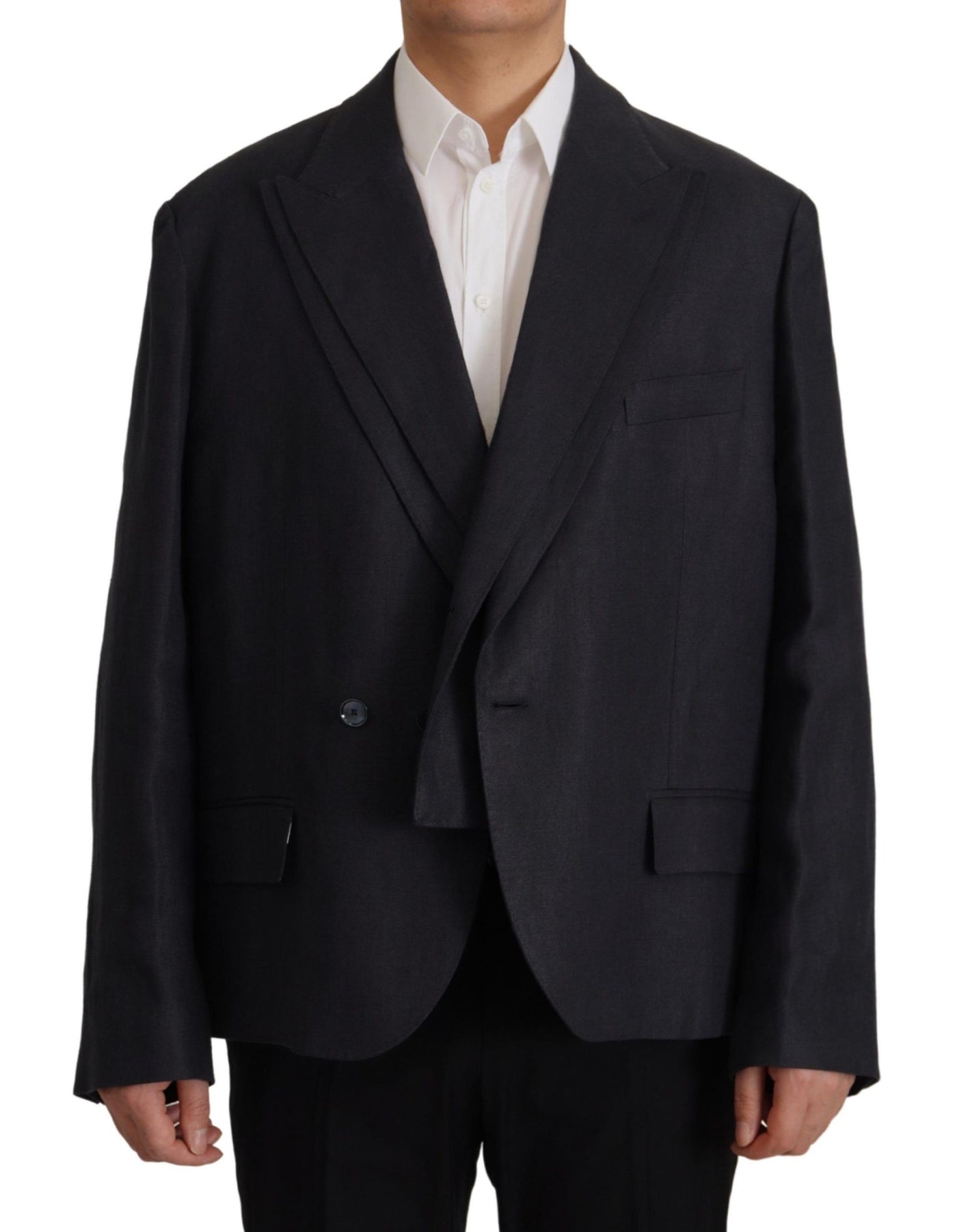 Dolce & Gabbana Blaue Leinen Blazer Jacke für Herren