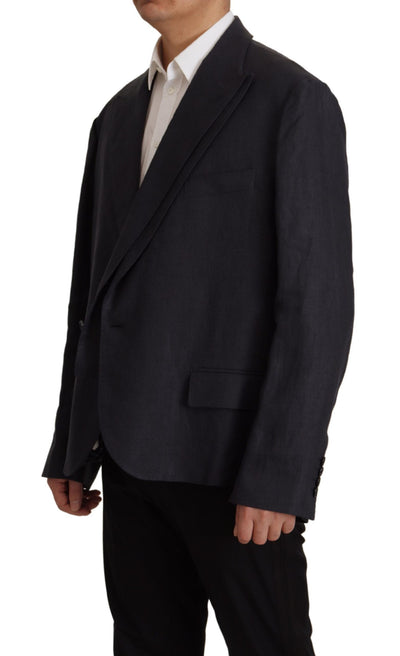 Dolce & Gabbana Blaue Leinen Blazer Jacke für Herren