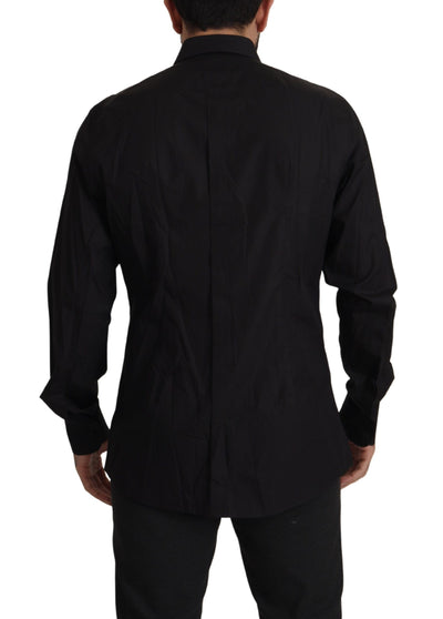 Dolce & Gabbana Schwarzes GOLD Slim Fit Smokinghemd