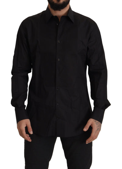 Dolce & Gabbana Schwarzes GOLD Slim Fit Smokinghemd