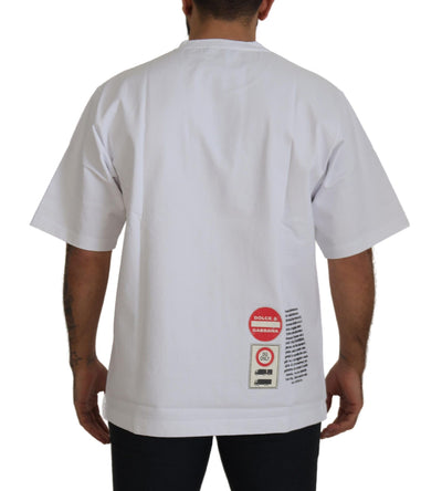 Dolce & Gabbana Weißes Amor Heart Baumwoll-T-Shirt mit Rundhalsausschnitt