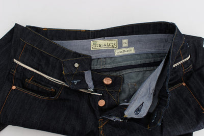 Acht Blaue Denim-Baumwollhosen Straight Fit Jeans