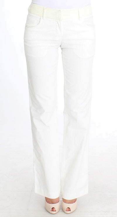 Ermanno Scervino Weiß gestreifte Straight Fit-Hose