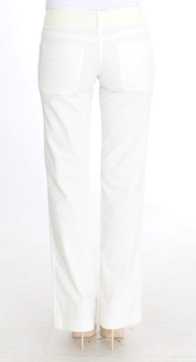 Ermanno Scervino Weiß gestreifte Straight Fit-Hose