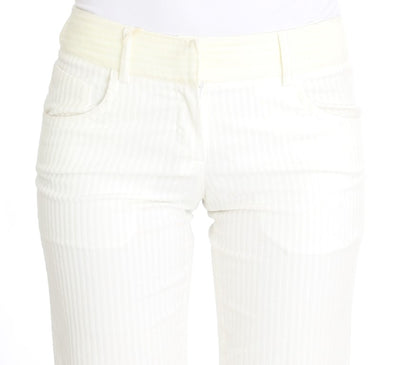 Ermanno Scervino Weiß gestreifte Straight Fit-Hose