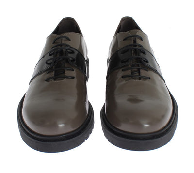 AI_ Graue Braune Leder Schnürschuhe