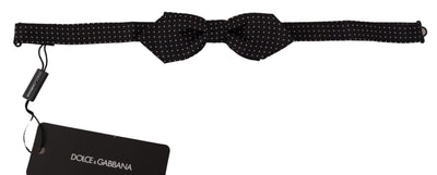 Dolce & Gabbana Schwarz Weiß Polka Dot Verstellbare Hals Papillon Fliege
