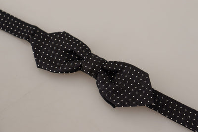Dolce & Gabbana Schwarz Weiß Polka Dot Verstellbare Hals Papillon Fliege