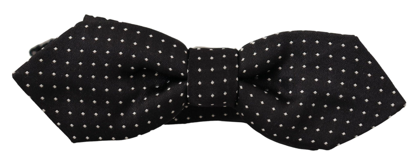 Dolce & Gabbana Schwarz Weiß Polka Dot Verstellbare Hals Papillon Fliege